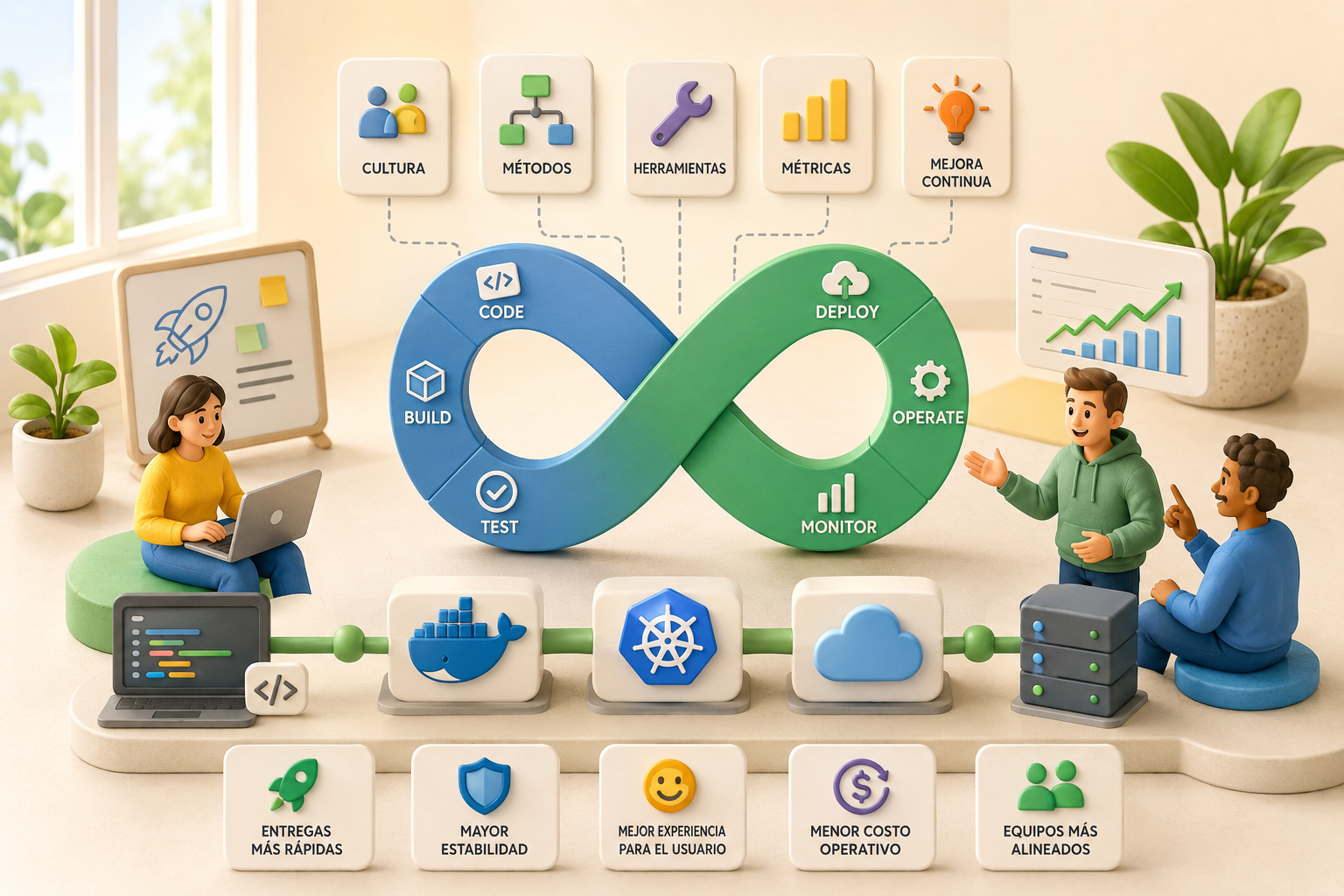 Framework CALMS y los pilares culturales y técnicos de DevOps
